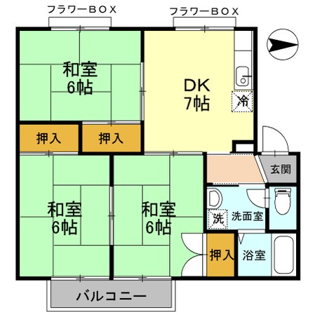 古川南ハイツＡ棟の物件間取画像